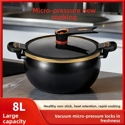 8L Enamel Micro-Pressure Soup Pot Double-Handle Stew Pot