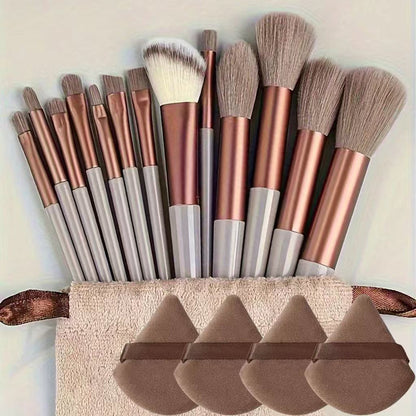 13-Piece Makeup Brush Set with Powder Puff and Sponge