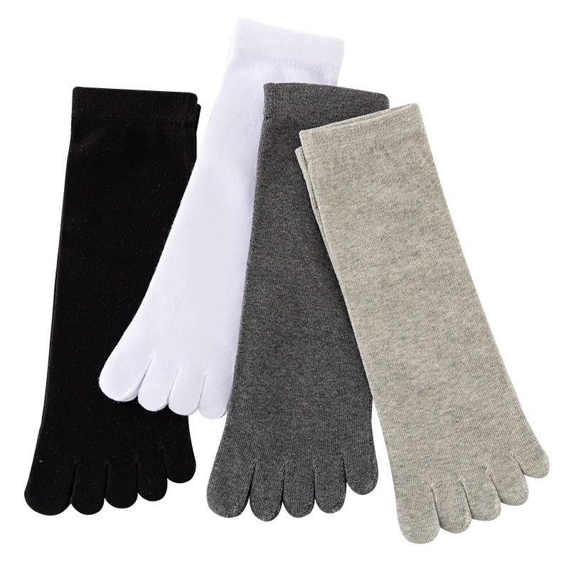 Five-Finger Socks for Men, Summer Thin Style, Pure Cotton, Mid-Calf Sports Socks