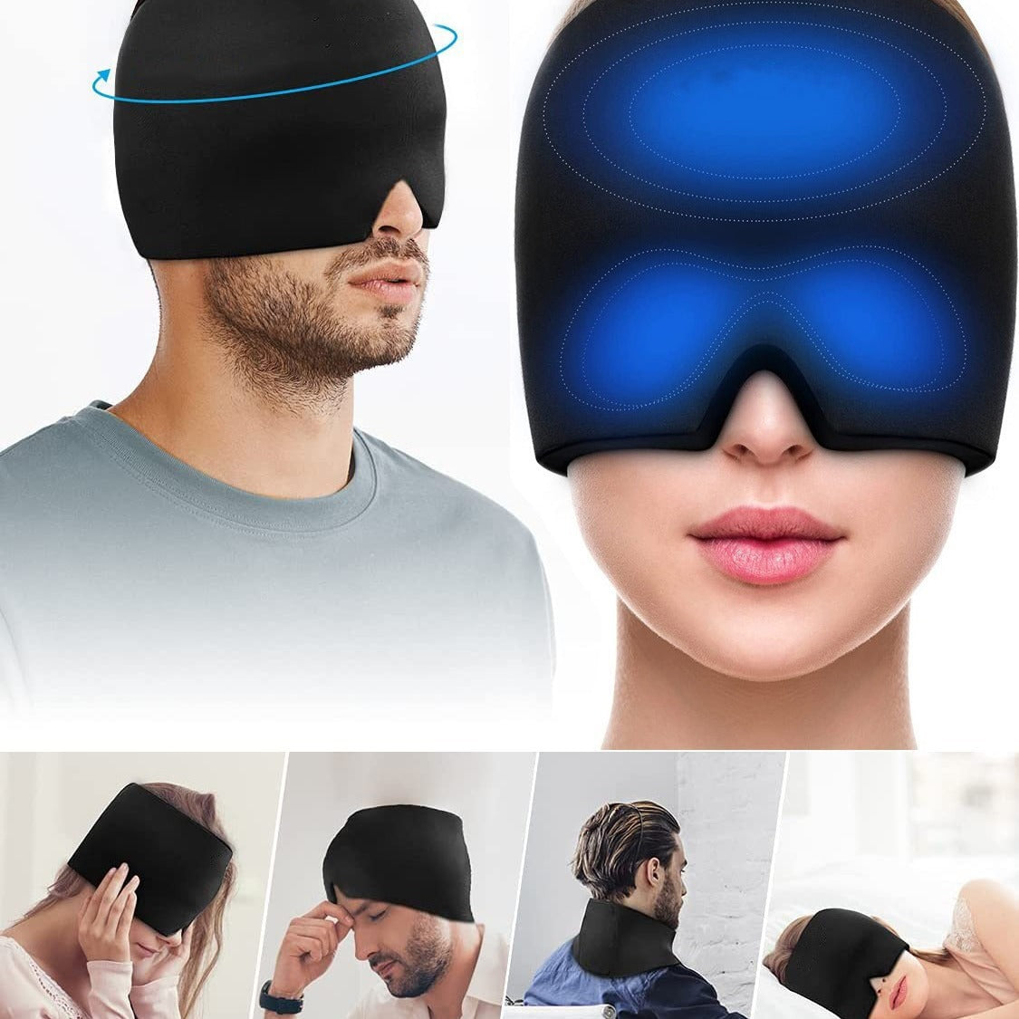 Facial cold-compress headgear
