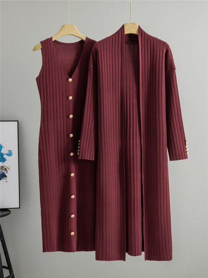 Women's Knitted Cardigan and Dress Set