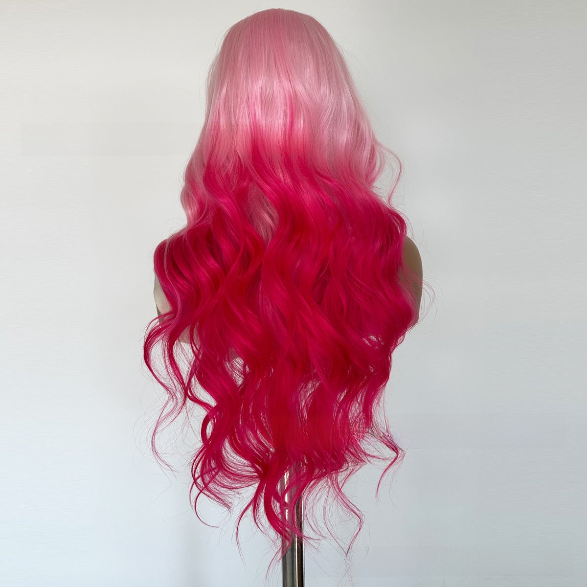 Front Lace Wig with Gradient Pink Waves