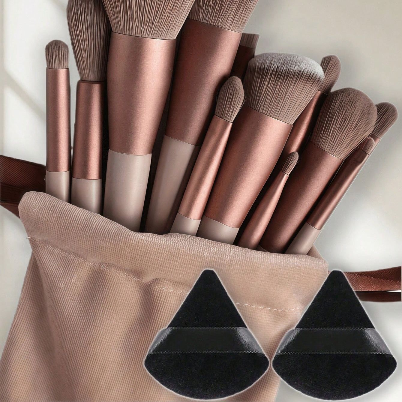 13-Piece Makeup Brush Set with Powder Puff and Sponge