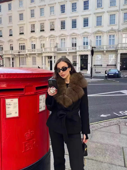 Womens Faux Fur Collar Coat