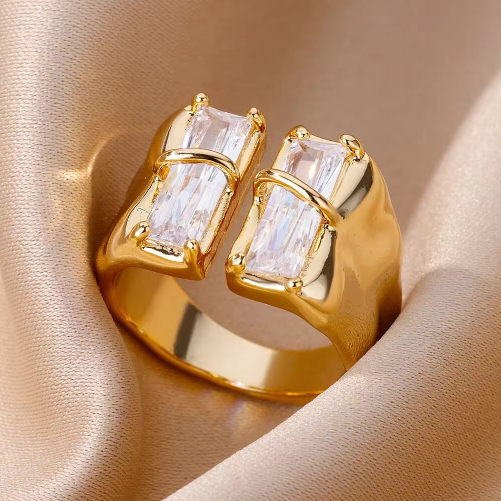 Gold Plated Zircon Open Ring
