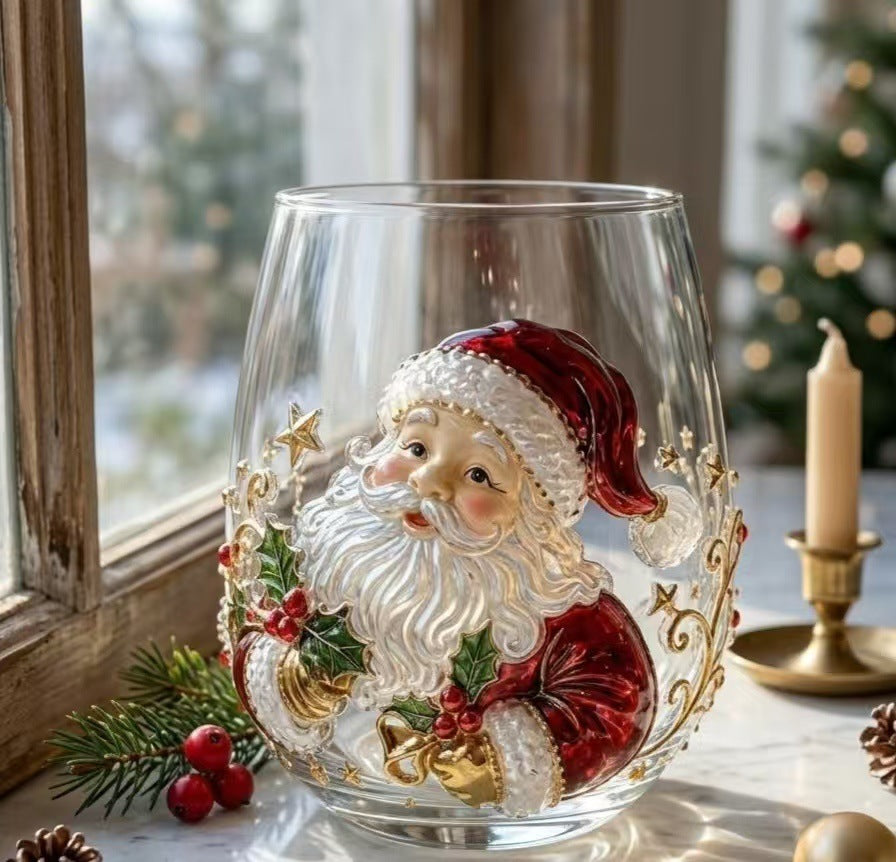 Christmas glass art cups glass cups egg cups