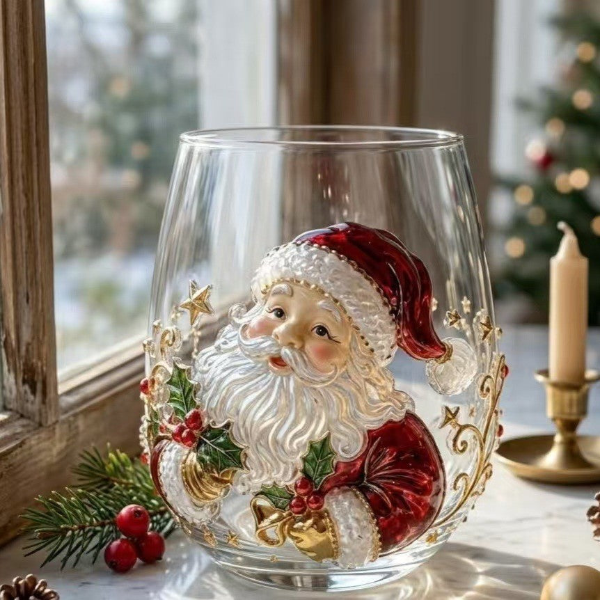 Christmas glass art cups glass cups egg cups
