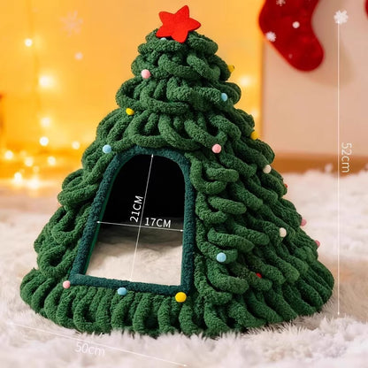 Hand-Woven Christmas Tree Pet Nest