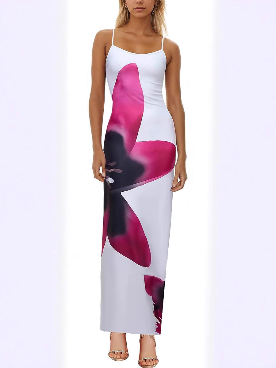 Elegant Floral Print Sling Dress