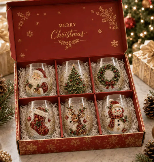 Christmas glass art cups glass cups egg cups