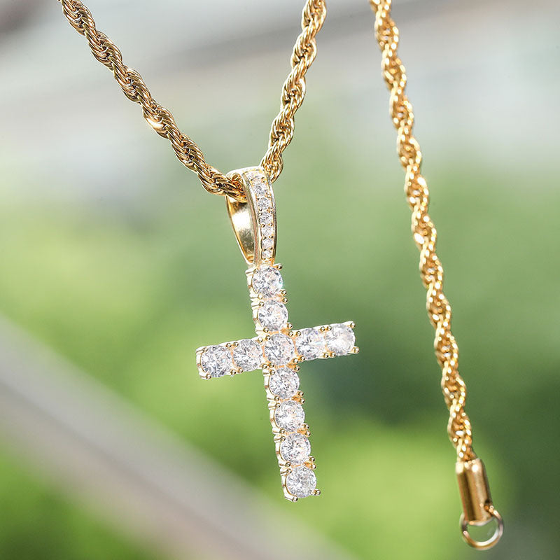 Men's zirconium cross pendant necklace