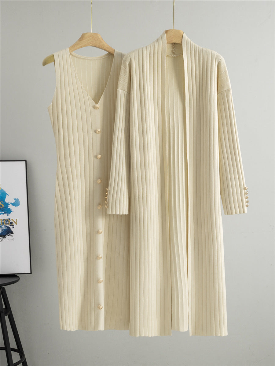Women's Knitted Cardigan and Dress Set