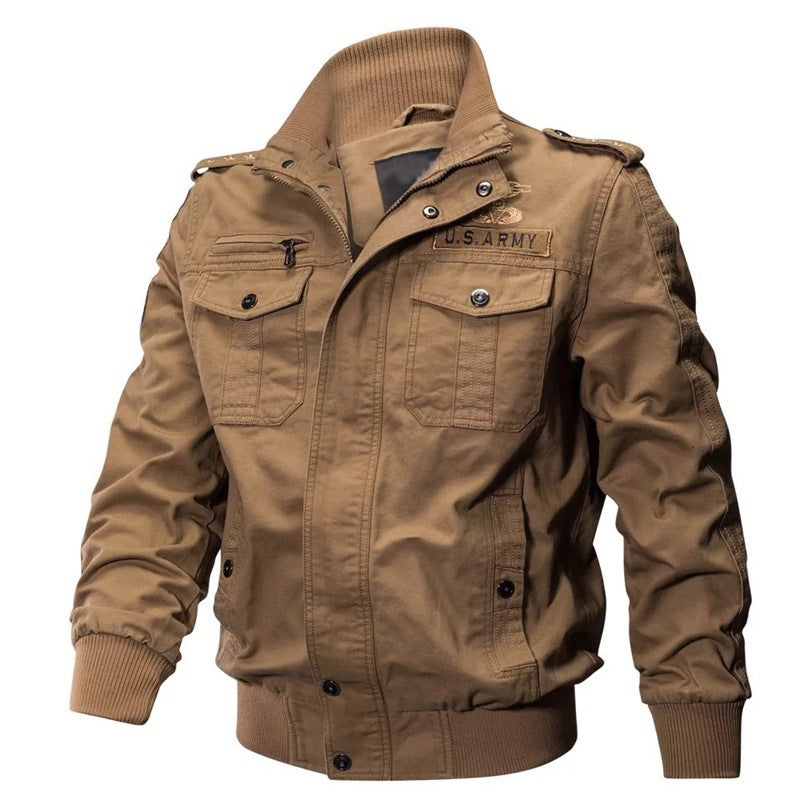 Autumn and Spring New Air Force One Pilot Jacket Men's Thin Washed Embroidered Workwear Denim Jacket Men