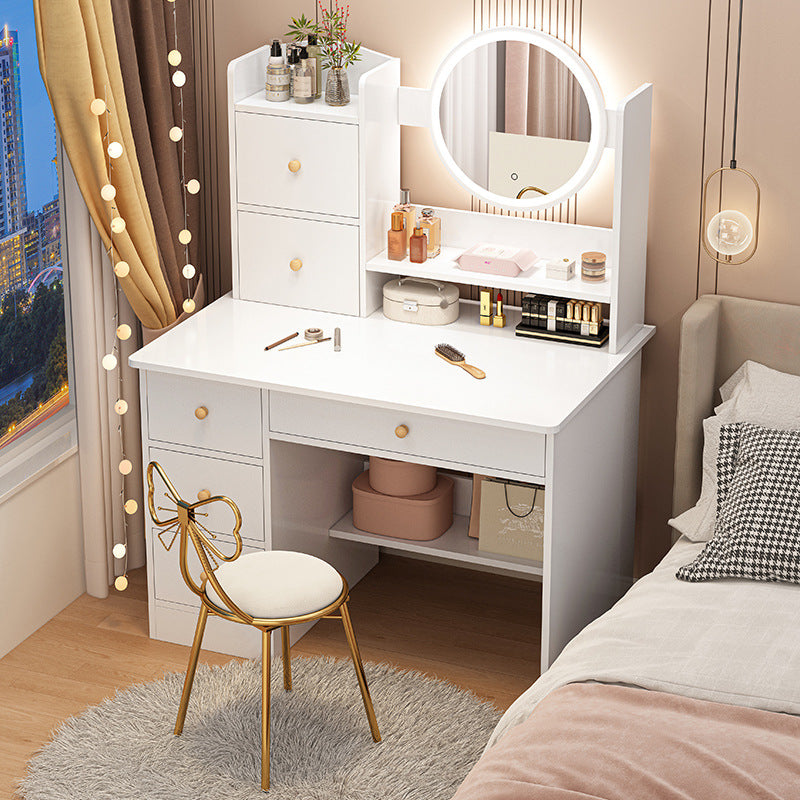Modern Minimalist Dressing Table with Storage and LED Mirror