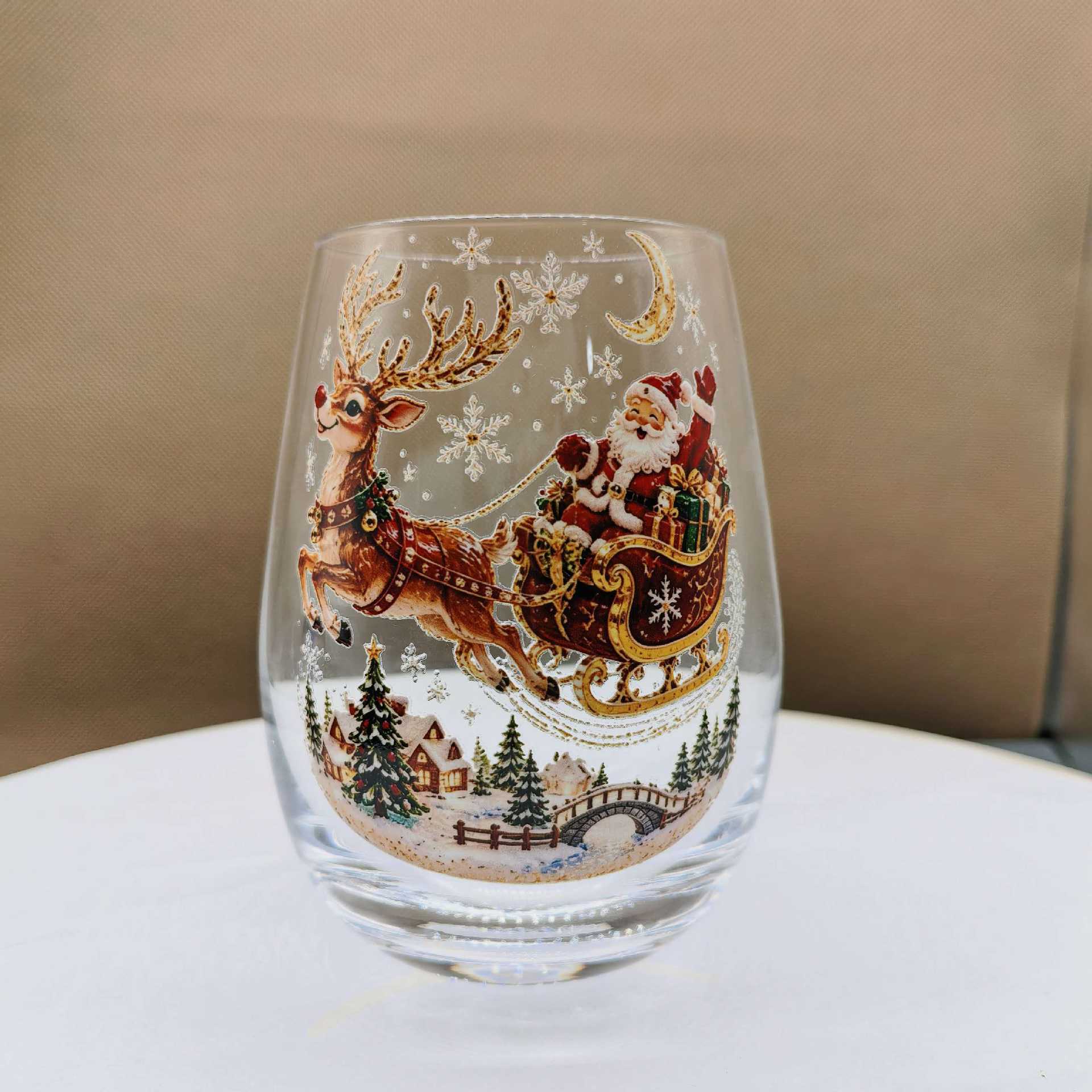 Christmas glass art cups glass cups egg cups