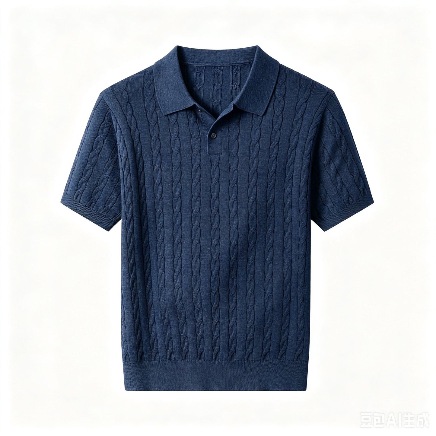 Mens Cable Knit Polo Shirt