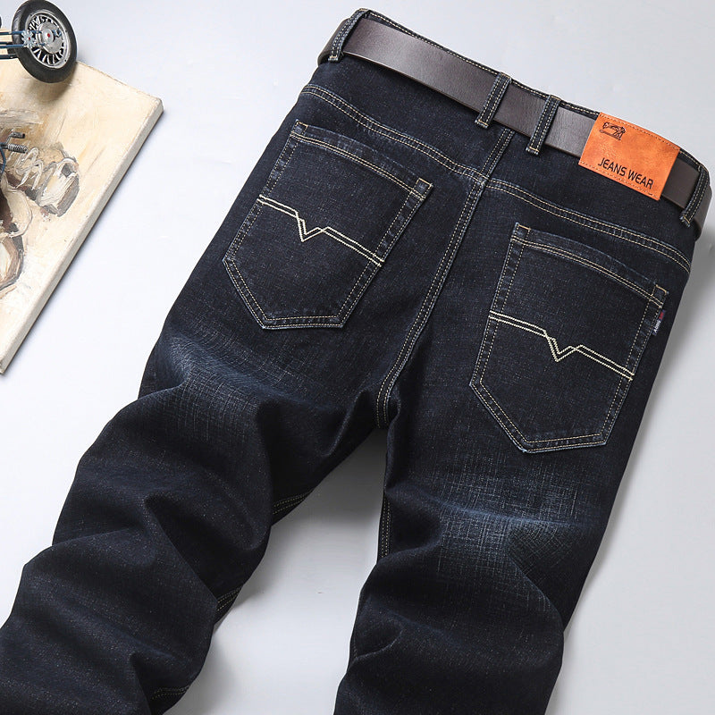 Mid-Waist Stretch Denim Trousers