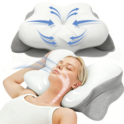 Ergonomic Butterfly Memory Foam Pillow Neck Support Cervical Pillow Ice Silk Cover