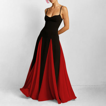 Women's Contrast Color Loose Swing Waist Dress