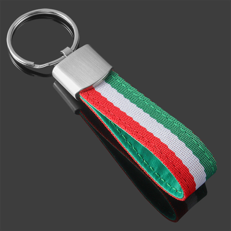 Nylon Braided Metal Keychain