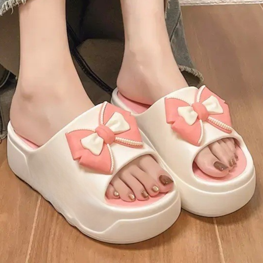 Womens Bow-Knot Non-Slip Slippers