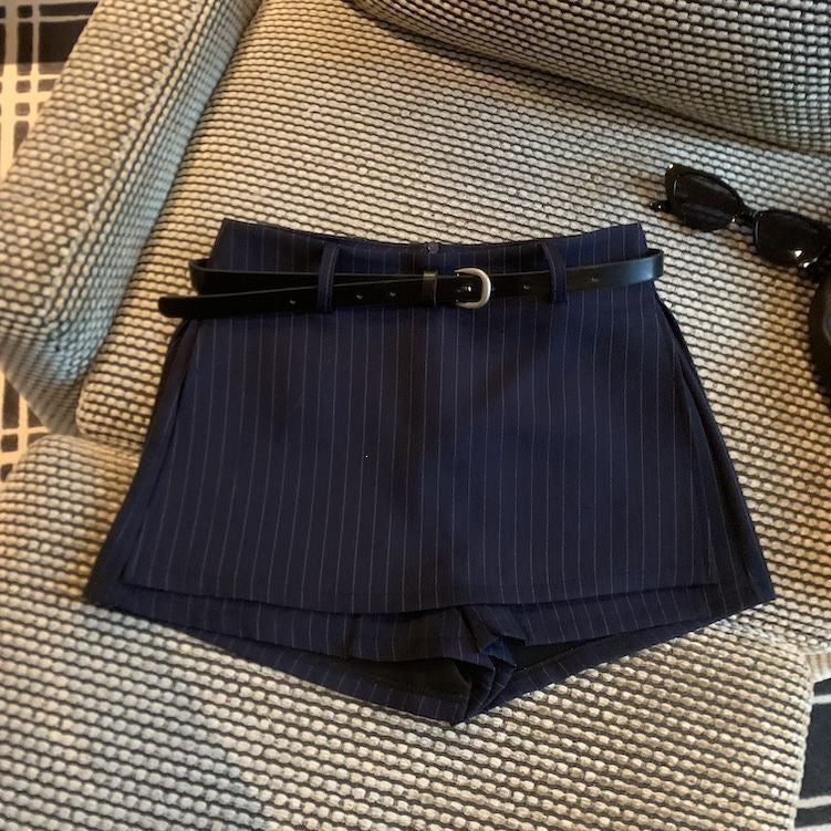 Retro High Waist Pleated Skirt with Belt