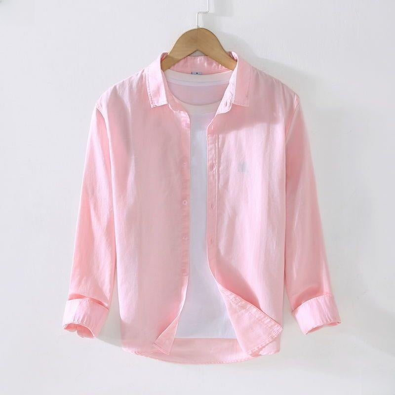 Mens Breathable Linen Cotton Shirt