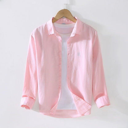 Mens Breathable Linen Cotton Shirt
