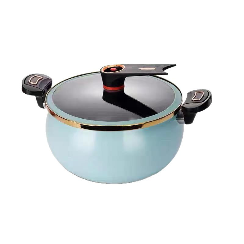 8L Enamel Micro-Pressure Soup Pot Double-Handle Stew Pot