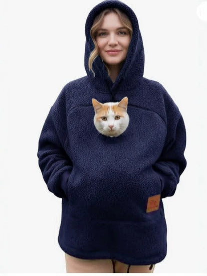 Fleece Lined Hooded Sweatshirt Unisex Loose Fit