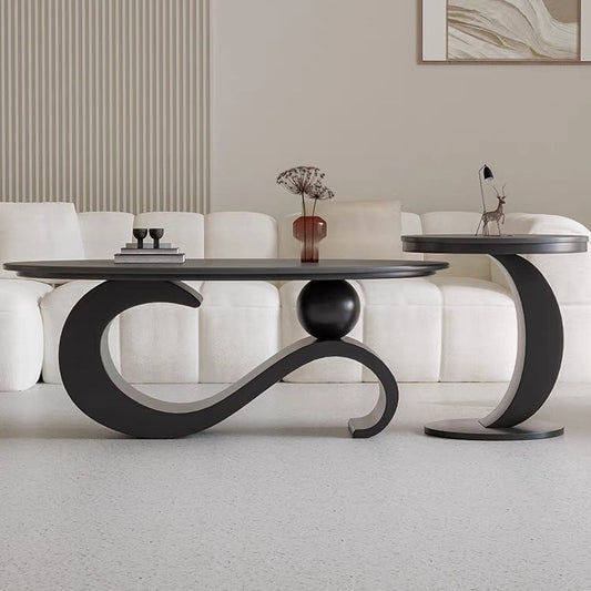 Italian Slate Oval Coffee Table Modern Home Furniture