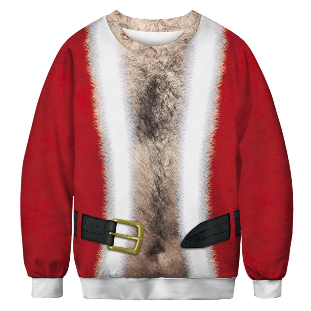 3D Digital Printing Christmas Round Neck Long Sleeve Sweatshirt