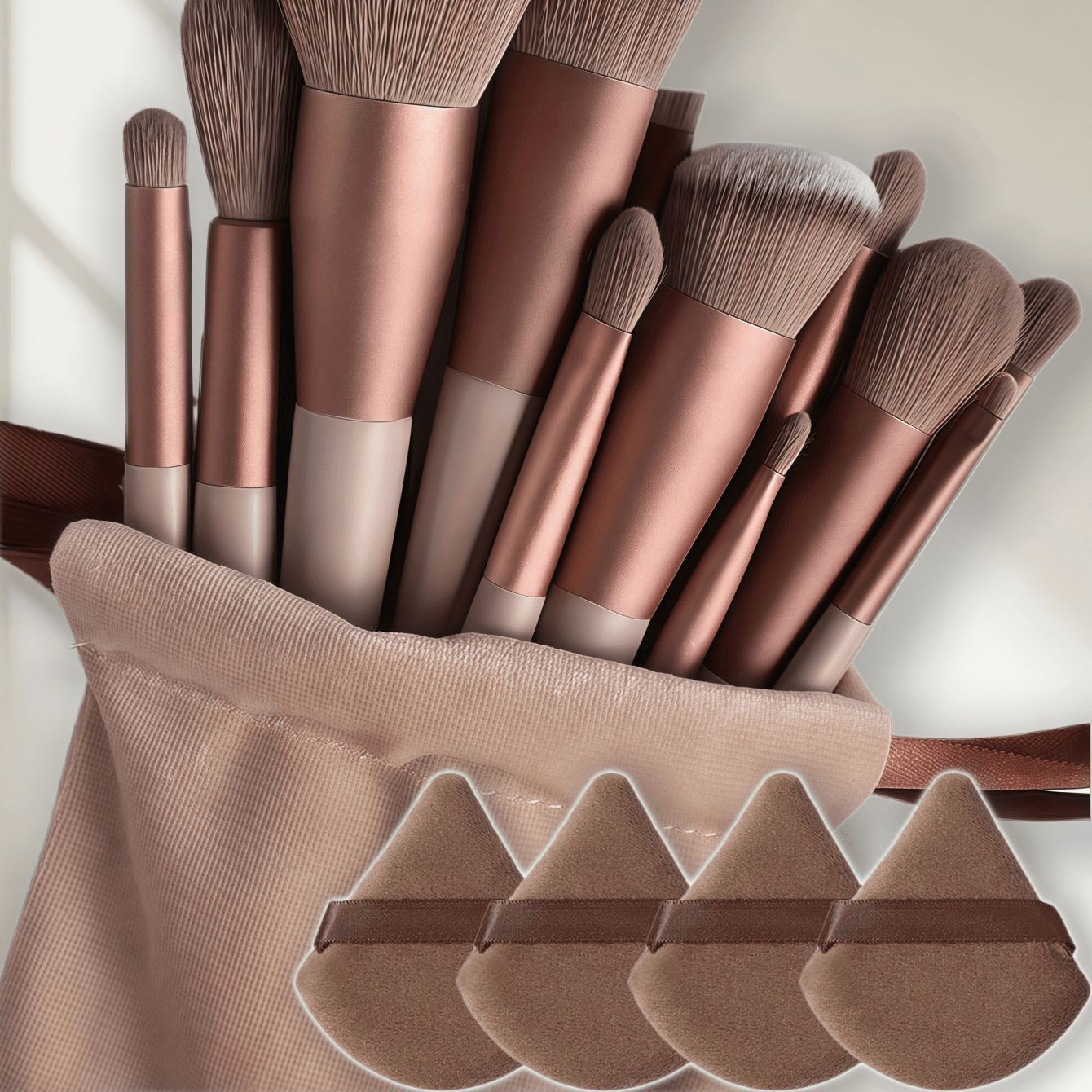 13-Piece Makeup Brush Set with Powder Puff and Sponge