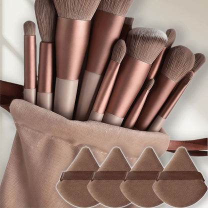 13-Piece Makeup Brush Set with Powder Puff and Sponge