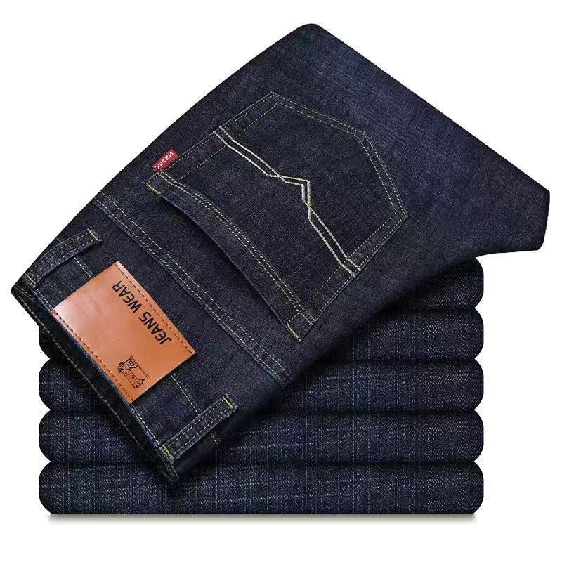 Mid-Waist Stretch Denim Trousers