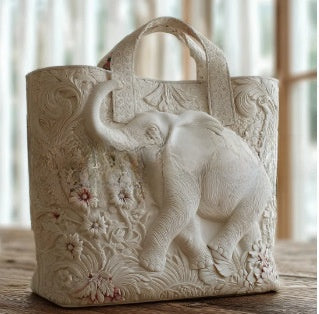 Handmade Embroidered Quilted Tote Bag with Jungle Animal and Book Patterns
