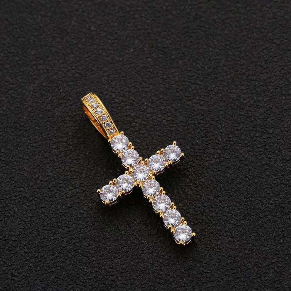 Men's zirconium cross pendant necklace