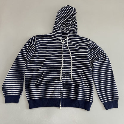 Women Casual Hooded Zip Up Striped Sweater