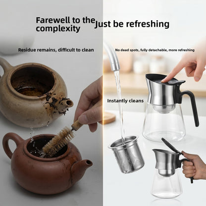 Premium One-Key Filtration Glass Teapot