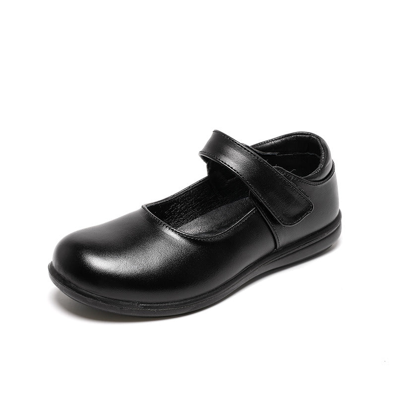 Children's Leather Shoes British Style School Performance Velcro Shoes