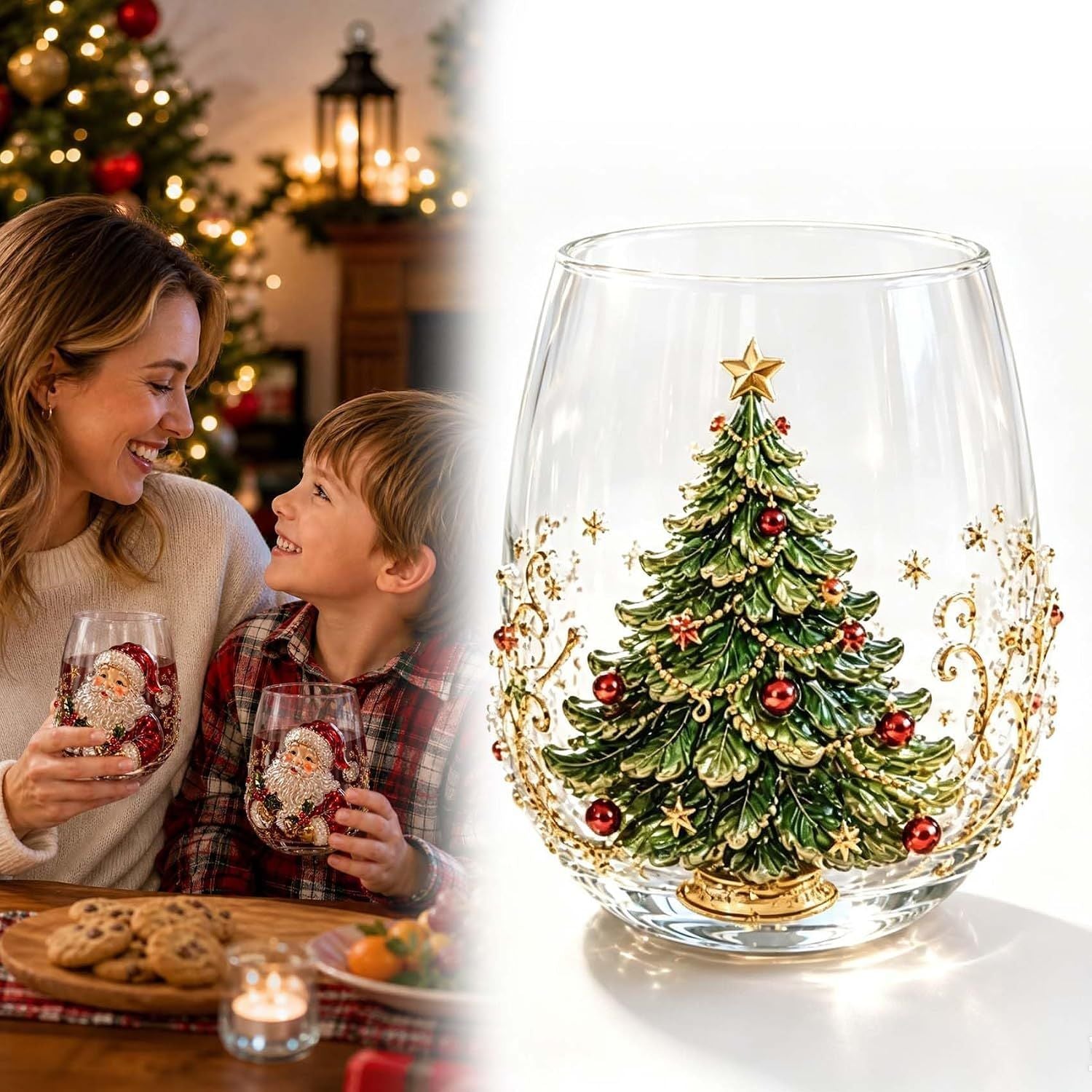 Christmas glass art cups glass cups egg cups
