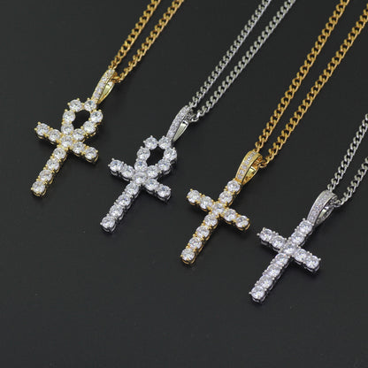 Men's zirconium cross pendant necklace