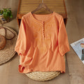 Embroidered Cotton Linen Womens Top