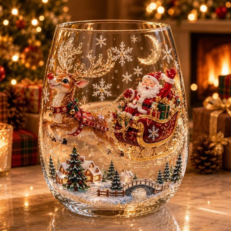 Christmas glass art cups glass cups egg cups