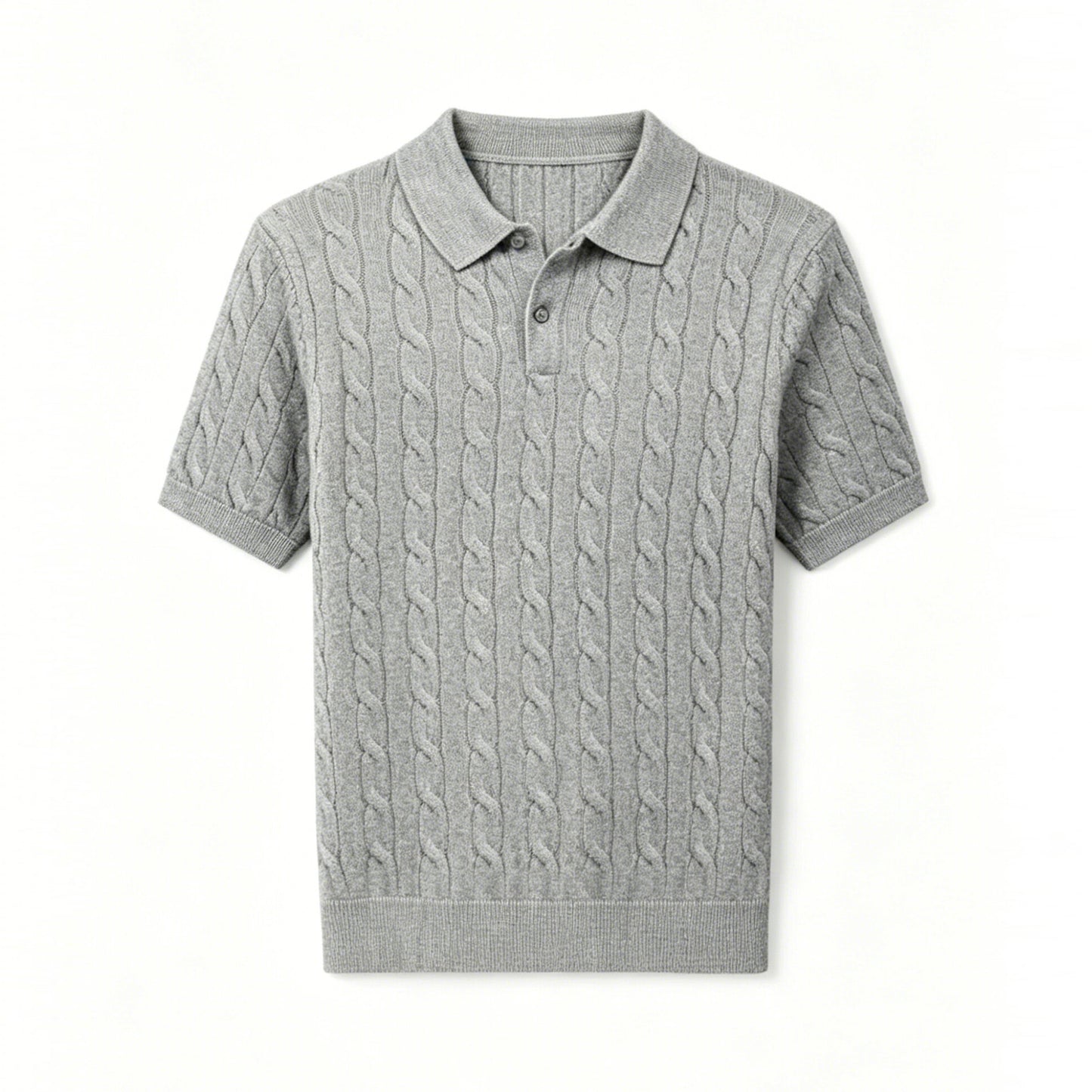 Mens Cable Knit Polo Shirt