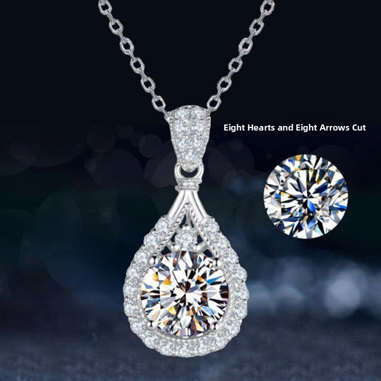 Platinum-coated teardrop-shaped morganite pendant necklace