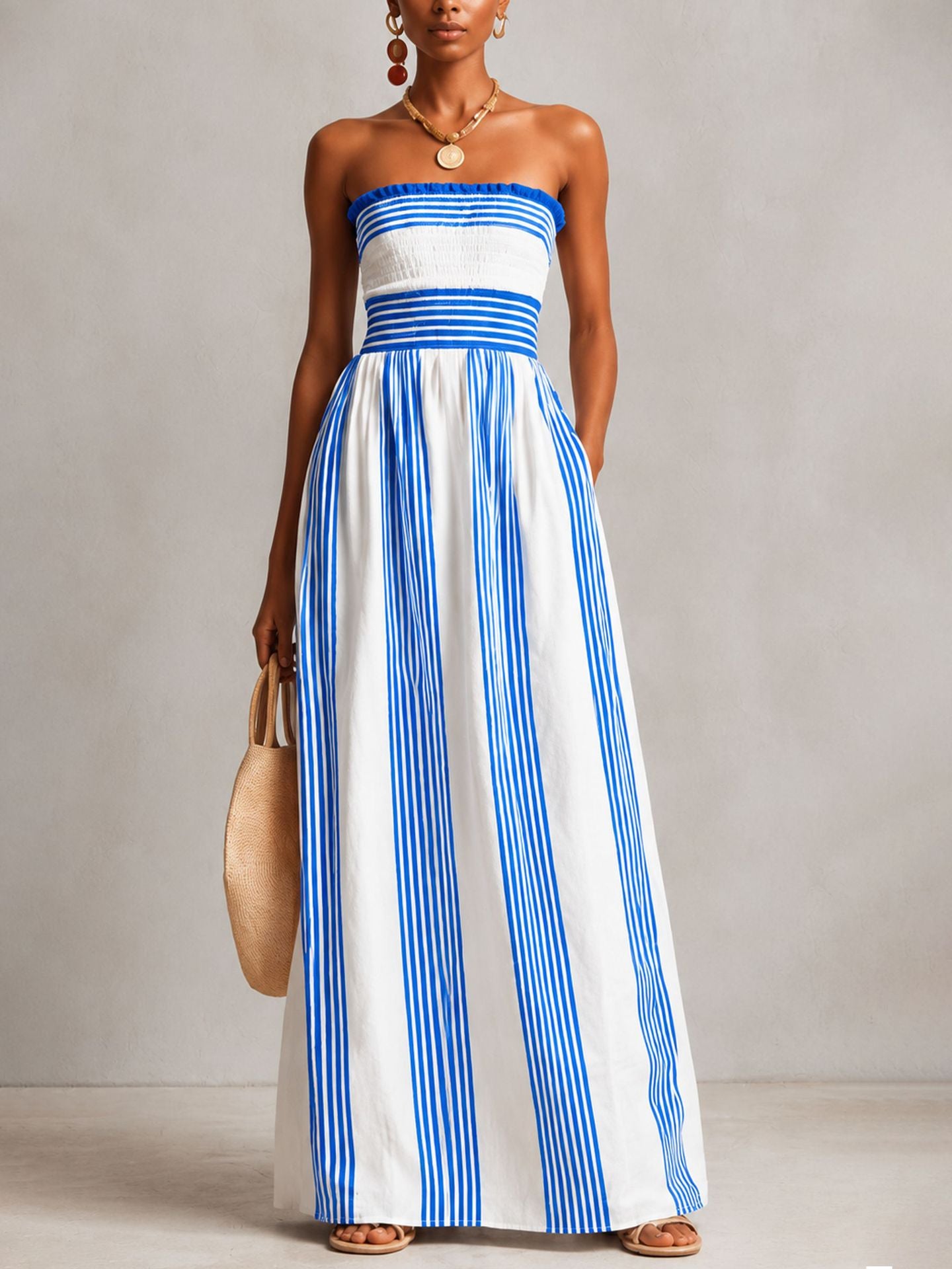 2026 New Striped Print Wrap Dress Long Skirt for Women