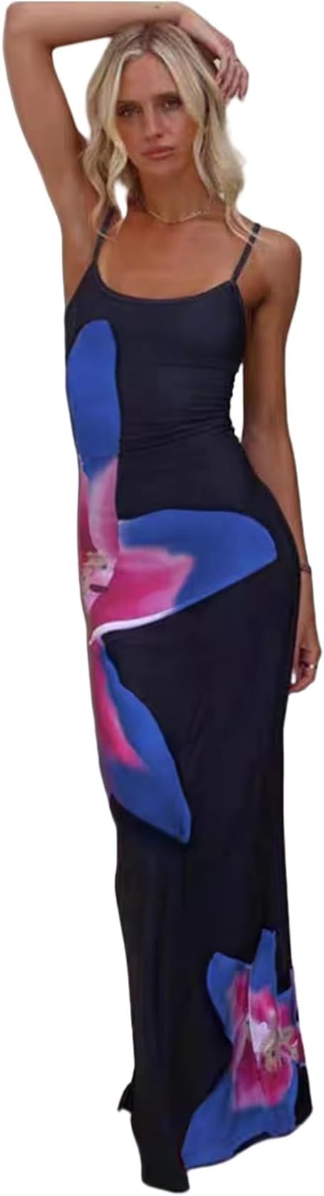 Elegant Floral Print Sling Dress