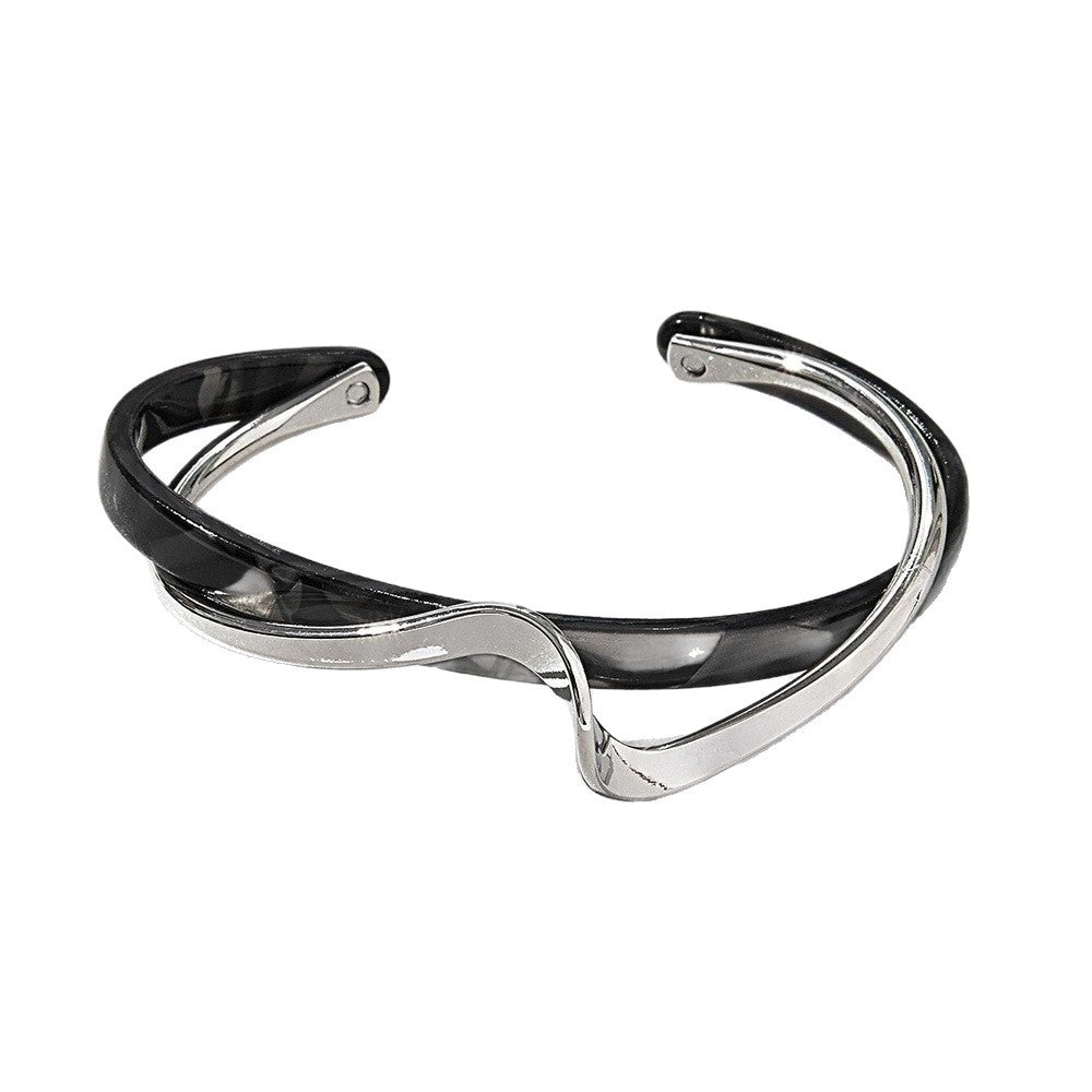 Eco-Friendly Imitation Mother-of-Pearl Open Alloy Bracelet