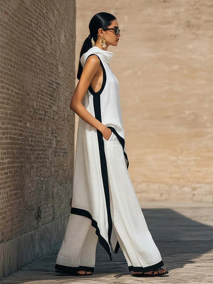 Elegant Hooded Sleeveless Dress Set